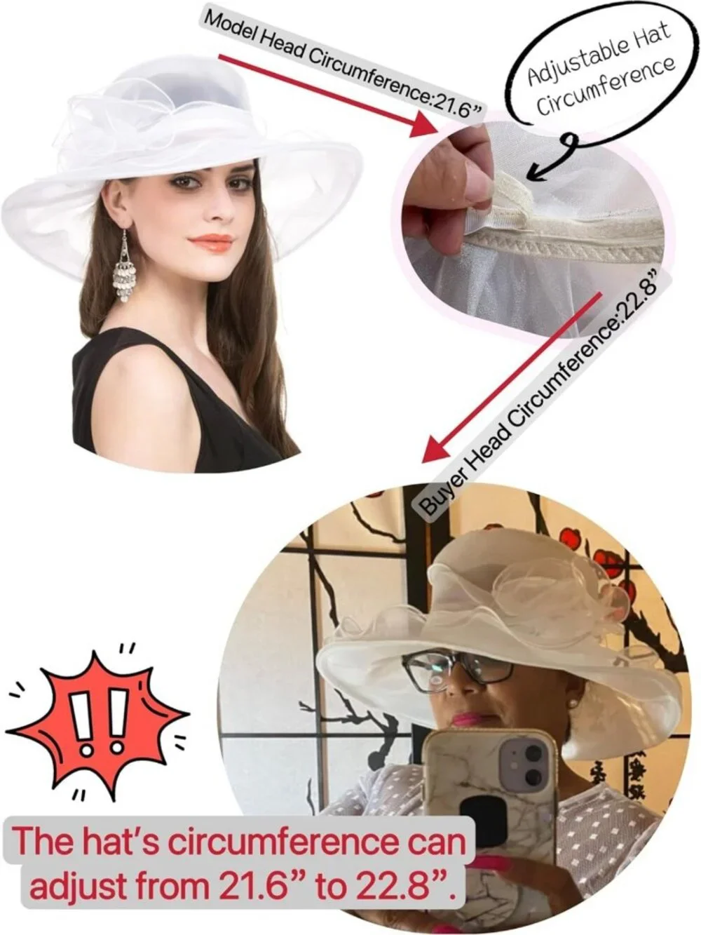 Elegant Women's Organza Fascinator Hat for Church, Bridal, Tea Party Events